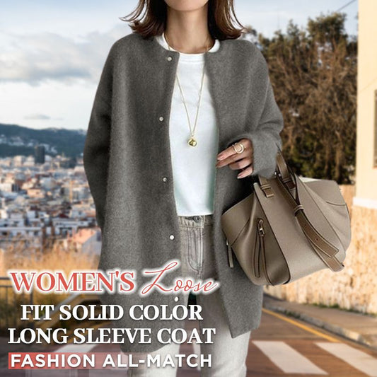 Abrigo holgado de manga larga de color liso para mujer