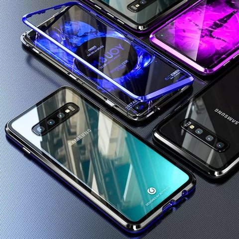 Funda magnética de vidrio templado de doble cara para Samsung teléfono