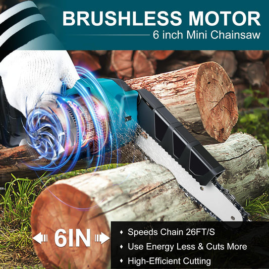 🔥Promoción por Tiempo Limitado 55% OFF🔥Motosierra Mini Inalámbrica de 6 Pulgadas con 2 Baterías