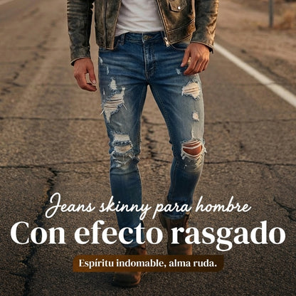 Vaqueros ajustados rotos y elegantes para hombre