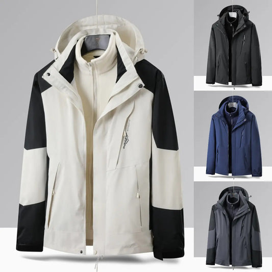 Chaqueta impermeable con capucha para hombre (impermeable y resistente al viento)