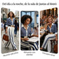 Set de dos piezas de camisa de rayas y pantalones anchos de mujer