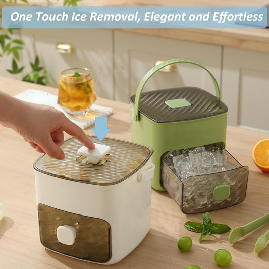 🔥Oferta de verano 50 % de descuento🧊 Fabricador de hielo portátil con tapa y caja de almacenamiento (48 cubos)