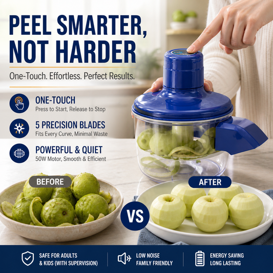 🥔 ¡50% DE DESCUENTO! 🔪 Pelador eléctrico automático – Inalámbrico y multifuncional – Pela frutas, verduras y ajo – Ideal para papas, manzanas y uvas – Seguro, rápido y sin esfuerzo 🍎✨