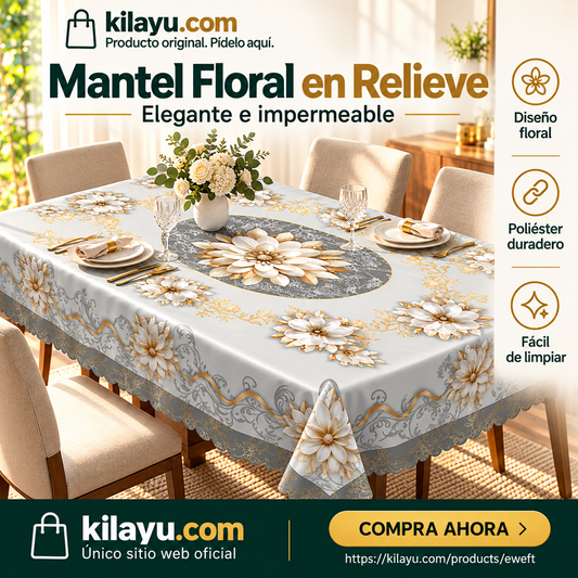 📢📢50% OFF !! ⏰Mantel Floral en Relieve Elegante e Impermeable