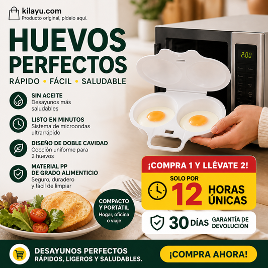 🥚💪 Hueveras para microondas – doble cavidad, sin aceite – desayuno saludable! 🌿