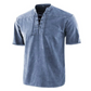 Camiseta gótica vintage de hombre con cuello en V y bolsillos de lino camiseta de manga corta holgada