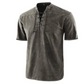 Camiseta gótica vintage de hombre con cuello en V y bolsillos de lino camiseta de manga corta holgada