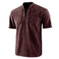 Camiseta gótica vintage de hombre con cuello en V y bolsillos de lino camiseta de manga corta holgada