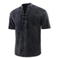 Camiseta gótica vintage de hombre con cuello en V y bolsillos de lino camiseta de manga corta holgada