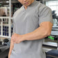 Camiseta de entrenamiento de manga corta elástica y ajustada de alta calidad para hombre