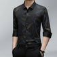 Camisa de manga larga estampada informal de negocios para hombre