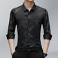 Camisa de manga larga estampada informal de negocios para hombre