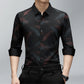 Camisa de manga larga estampada informal de negocios para hombre