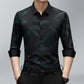 Camisa de manga larga estampada informal de negocios para hombre