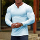 Camiseta deportiva de manga larga con cuello en V a la moda para hombre