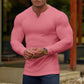Camiseta deportiva de manga larga con cuello en V a la moda para hombre