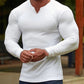 Camiseta deportiva de manga larga con cuello en V a la moda para hombre