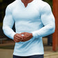 Camiseta deportiva de manga larga con cuello en V a la moda para hombre