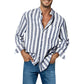 👔Por tiempo limitado 50% de descuento💞Camisa de manga larga a rayas, informal y elegante para hombre