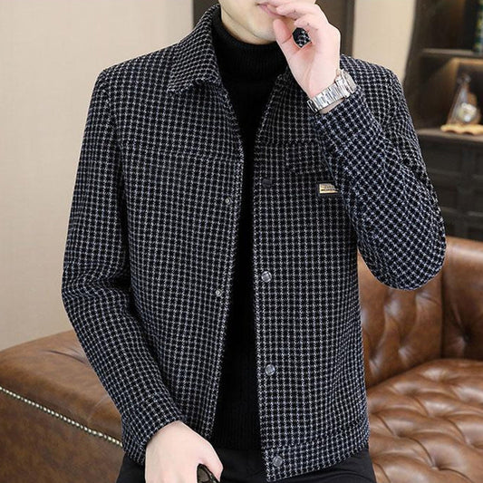 Chaqueta cálida de cuadros para hombre