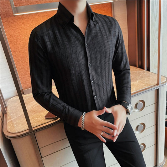 Camisa de vestir con cuello en V para hombre