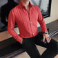 Camisa de vestir con cuello en V para hombre