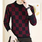 Hombres Plaid Impreso Medio Cuello Alto Thickened Pullover Sweater