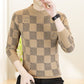 Hombres Plaid Impreso Medio Cuello Alto Thickened Pullover Sweater