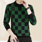 Hombres Plaid Impreso Medio Cuello Alto Thickened Pullover Sweater