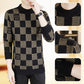 Hombres Plaid Impreso Medio Cuello Alto Thickened Pullover Sweater