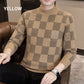 Hombres Plaid Impreso Medio Cuello Alto Thickened Pullover Sweater