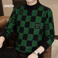 Hombres Plaid Impreso Medio Cuello Alto Thickened Pullover Sweater
