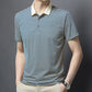 Camiseta informal de negocios a rayas transpirable con solapa para hombre