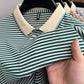 Camiseta informal de negocios a rayas transpirable con solapa para hombre