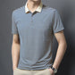 Camiseta informal de negocios a rayas transpirable con solapa para hombre
