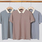 Camiseta informal de negocios a rayas transpirable con solapa para hombre