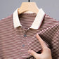 Camiseta informal de negocios a rayas transpirable con solapa para hombre