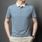 Camiseta informal de negocios a rayas transpirable con solapa para hombre