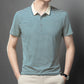 Camiseta informal de negocios a rayas transpirable con solapa para hombre