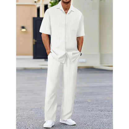 Conjunto de top con cuello y pantalón con cordón para hombre