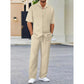 Conjunto de top con cuello y pantalón con cordón para hombre