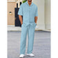 Conjunto de top con cuello y pantalón con cordón para hombre