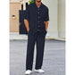 Conjunto de top con cuello y pantalón con cordón para hombre