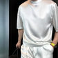 Conjunto casual de dos piezas de top y pantalones cortos lisos para hombre