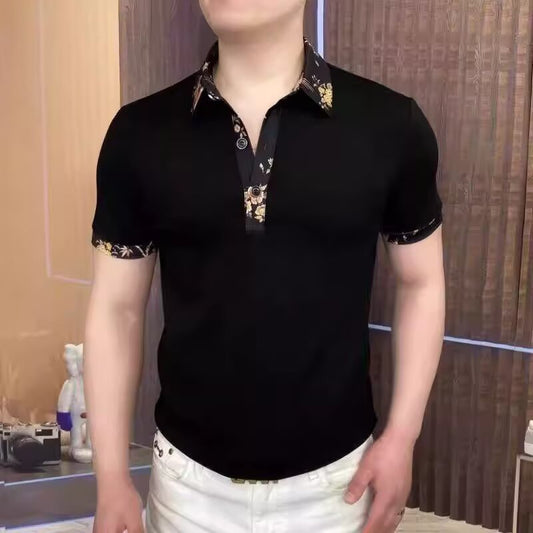 Camisa informal estampada de manga corta para hombre