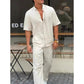 Tops y pantalones de manga corta con solapa lisa para hombre