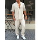 Tops y pantalones de manga corta con solapa lisa para hombre