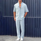 Tops y pantalones de manga corta con solapa lisa para hombre