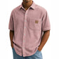 Camisas vintage de manga corta con solapa y botones para hombre